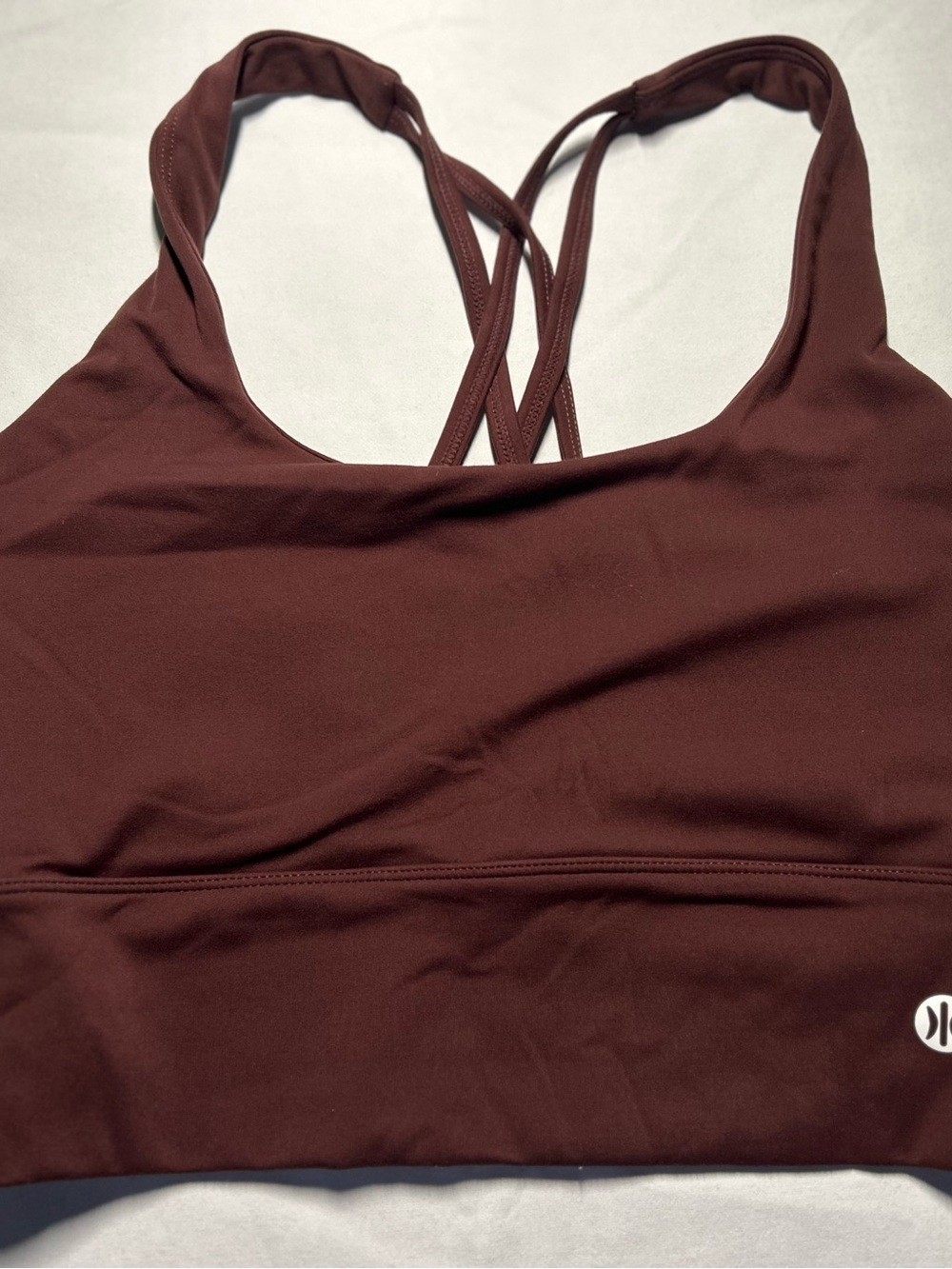 Crisscross Strappy Sports Bra in Maroon by